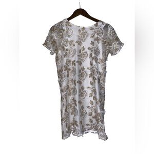 Three Eighty Two Embroidered Floral Mini Dress Cottagecore Dainty Women‎ XS NWT